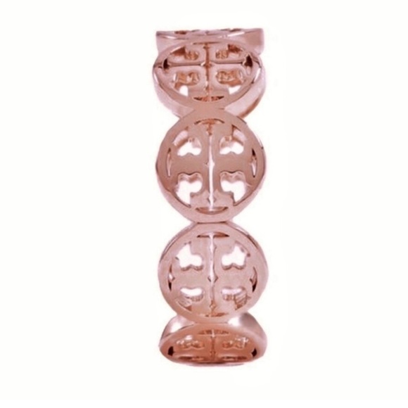 TORY BURCH • Rose Gold Frozen Logo Ring - Picture 4 of 5